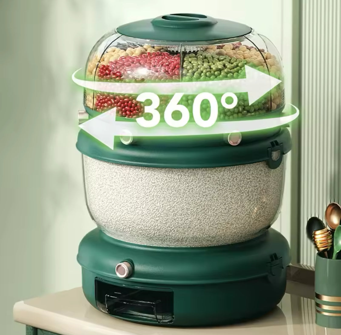 9KG Rotating Sealed Storage Box, Separated Sealed Rice Dispenser, Kitchen Accessories 9KG Rotating Sealed Storage Box, Separated Sealed Rice Dispenser, Kitchen Accessories